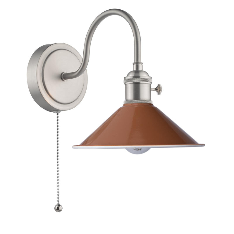 Dar Lighting Hadano Wall Light Antique Chrome With Umber Shade • HAD0761-08