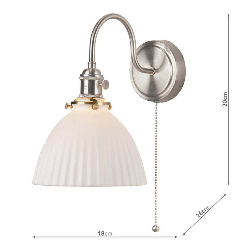 Dar Lighting Hadano Wall Light Antique Chrome & Ceramic Domed Shade • HAD0761-09