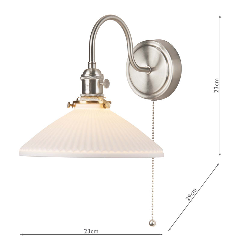 Dar Lighting Hadano Wall Light Antique Chrome & Ceramic Shallow Shade • HAD0761-10