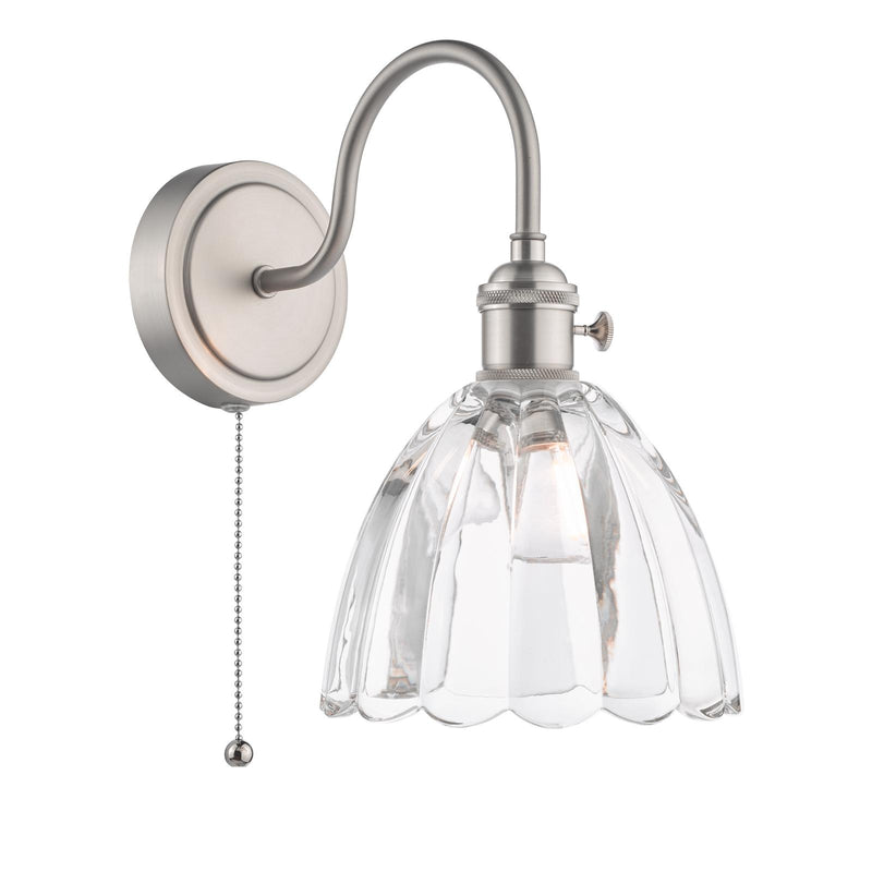 Dar Lighting Hadano Wall Light Antique Chrome and Scalloped Bell Glass • HAD0761-11