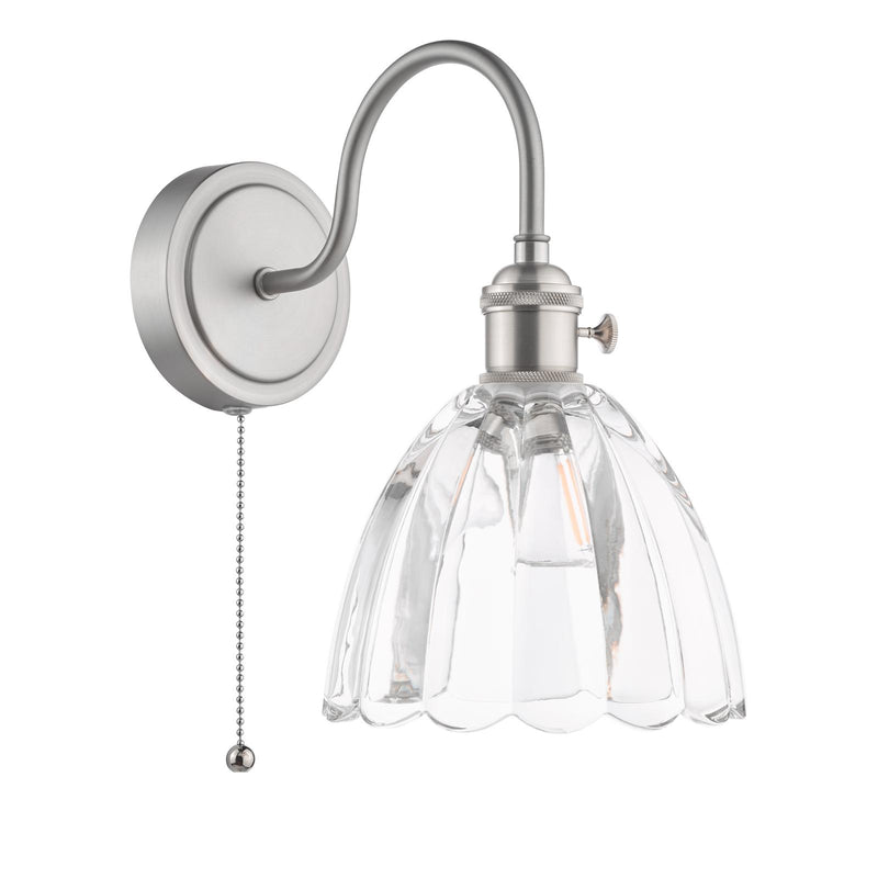 Dar Lighting Hadano Wall Light Antique Chrome and Scalloped Bell Glass • HAD0761-11