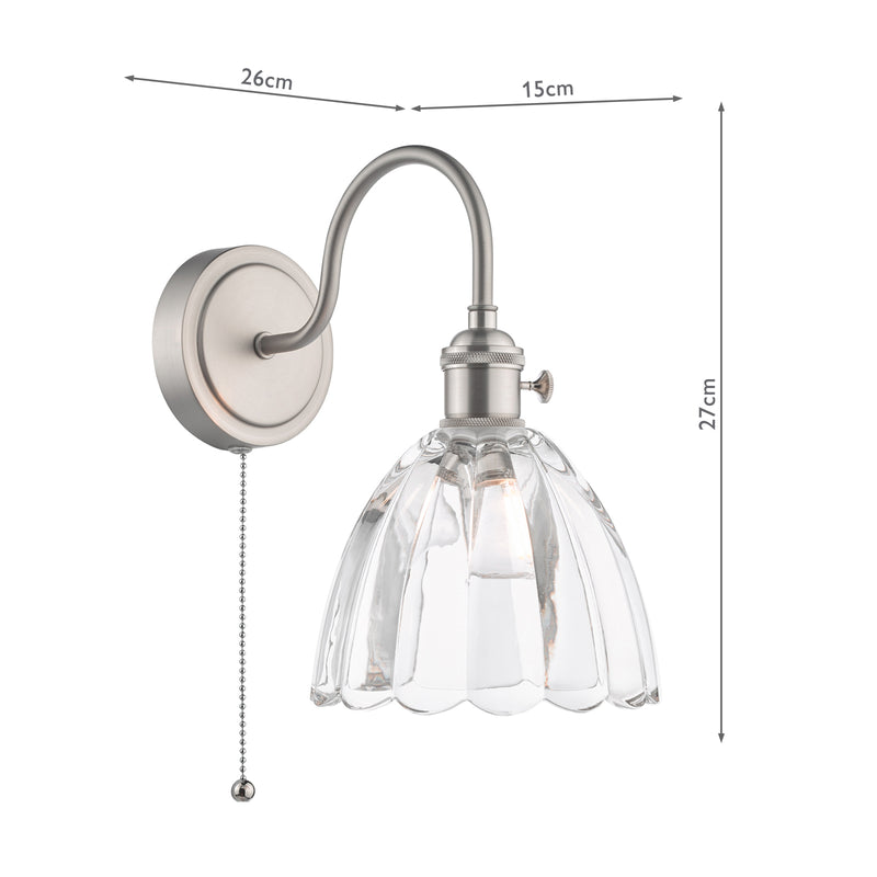 Dar Lighting Hadano Wall Light Antique Chrome and Scalloped Bell Glass • HAD0761-11