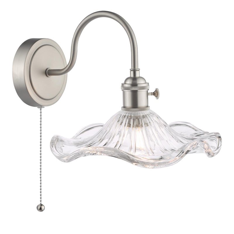 Dar Lighting Hadano Wall Light Antique Chrome and Wavy Glass • HAD0761-12