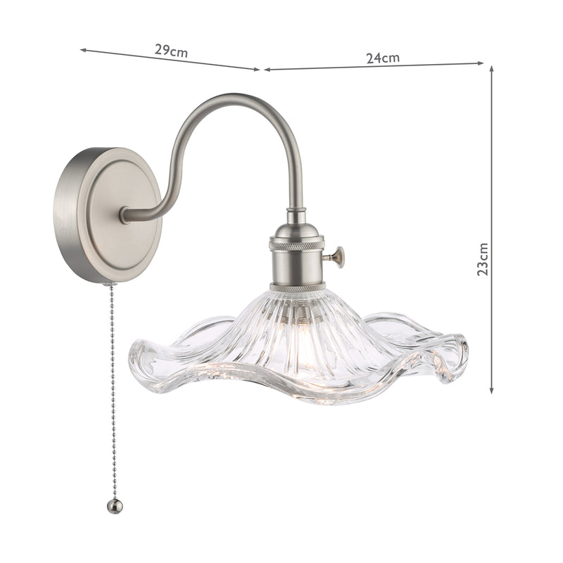 Dar Lighting Hadano Wall Light Antique Chrome and Wavy Glass • HAD0761-12
