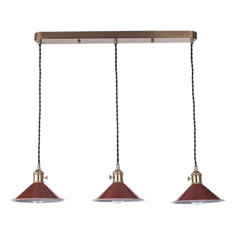 Dar Lighting Hadano 3 Light Brass Suspension With Umber Shades • HAD3640-08