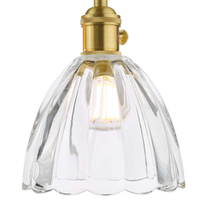 Dar Lighting Hadano 3 Light Bar Pendant Natural Brass and Scalloped Bell Glass • HAD3640-11