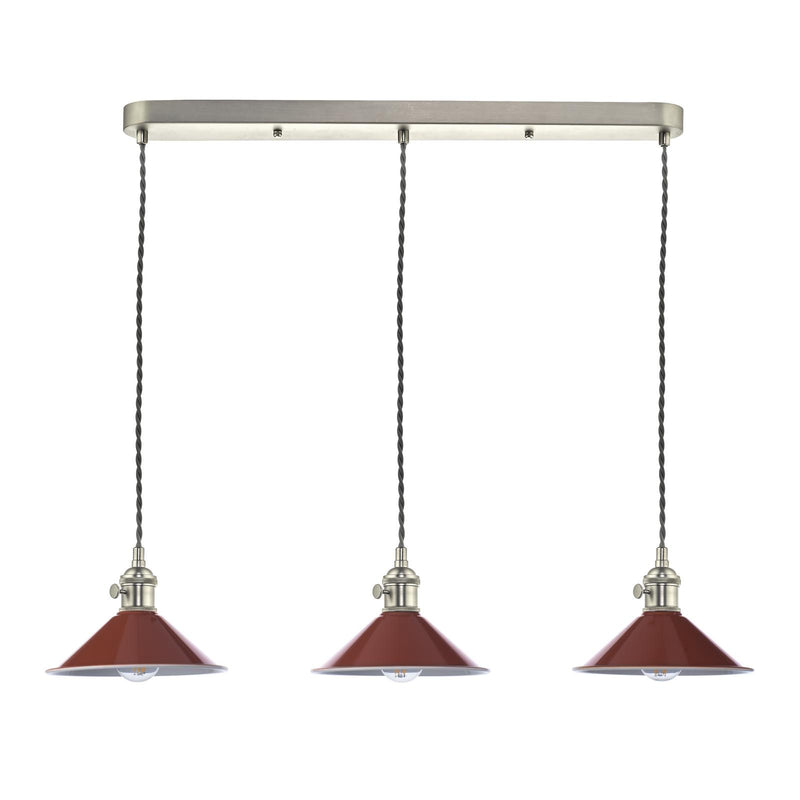 Dar Lighting Hadano 3 Light Antique Chrome Suspension With Umber Shades • HAD3661-08