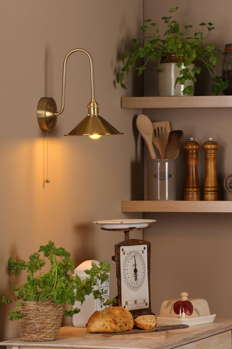 Dar Lighting Hadano Wall Light Natural Brass and Aged Brass • HAD7140-01