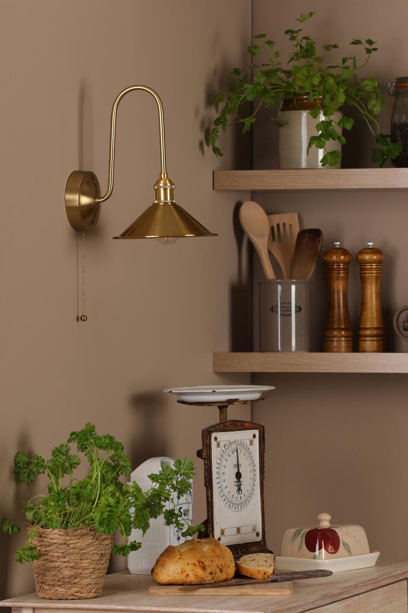 Dar Lighting Hadano Wall Light Natural Brass and Aged Brass • HAD7140-01