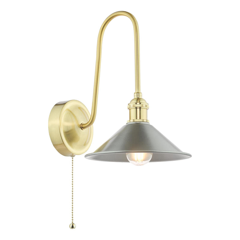 Dar Lighting Hadano Wall Light Natural Brass and Antique Chrome • HAD7140-02