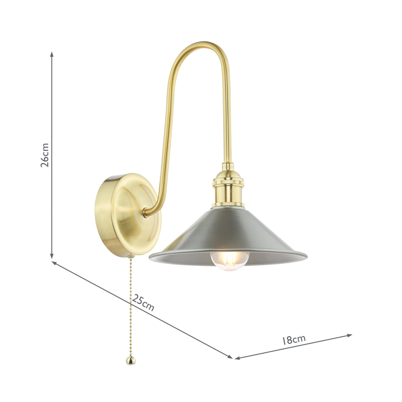 Dar Lighting Hadano Wall Light Natural Brass and Antique Chrome • HAD7140-02