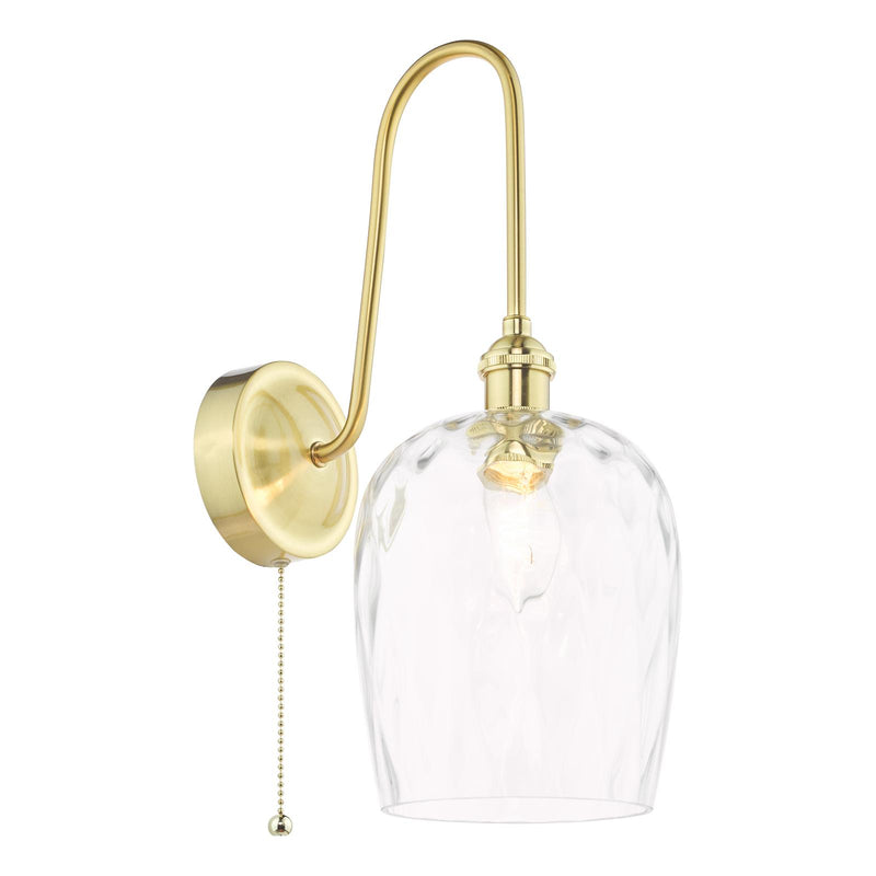 Dar Lighting Hadano Wall Light Natural Brass and Glass • HAD7140-03