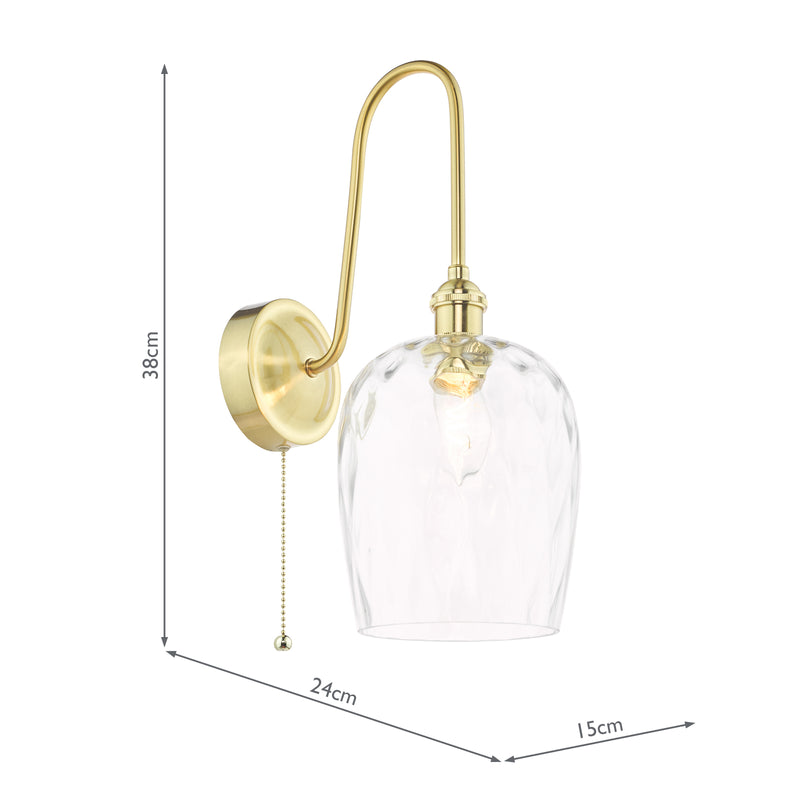 Dar Lighting Hadano Wall Light Natural Brass and Glass • HAD7140-03