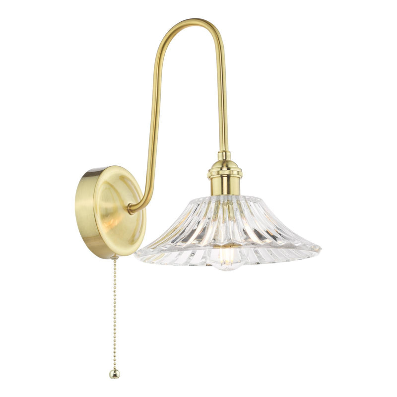 Dar Lighting Hadano Wall Light Natural Brass and Glass • HAD7140-04