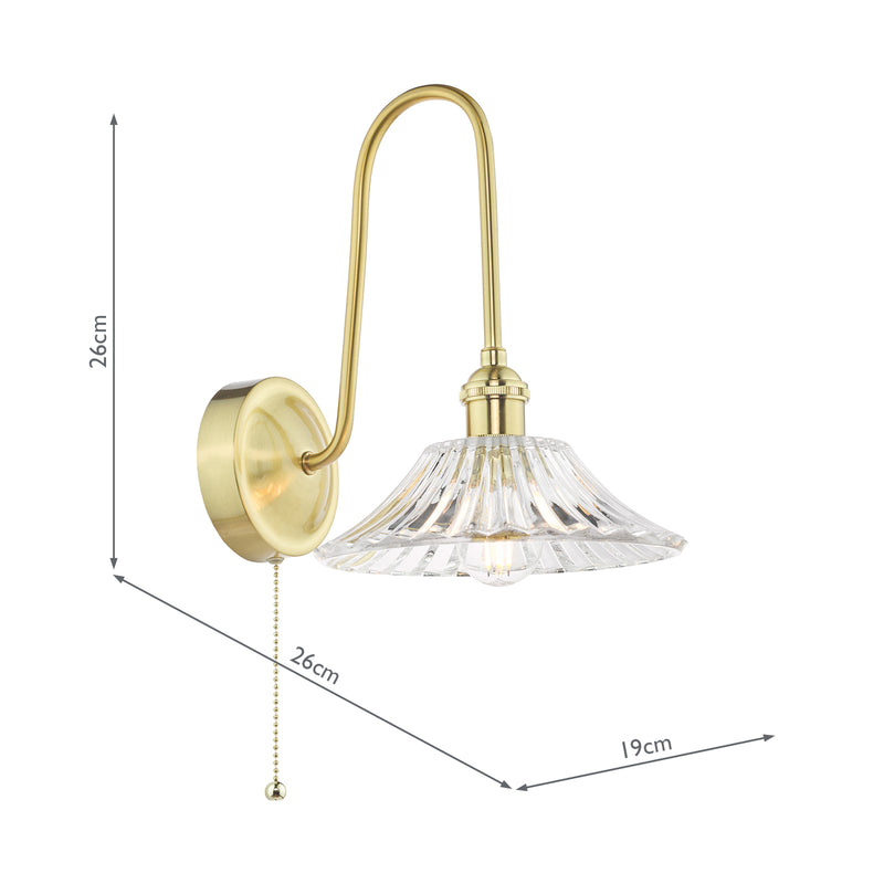 Dar Lighting Hadano Wall Light Natural Brass and Glass • HAD7140-04