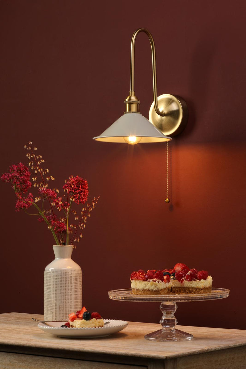 Dar Lighting Hadano Wall Light Natural Brass and Matt Taupe • HAD7140-06