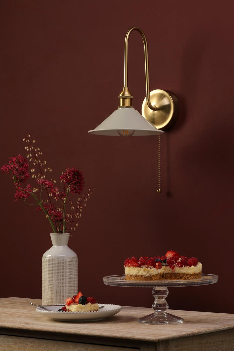 Dar Lighting Hadano Wall Light Natural Brass and Matt Taupe • HAD7140-06