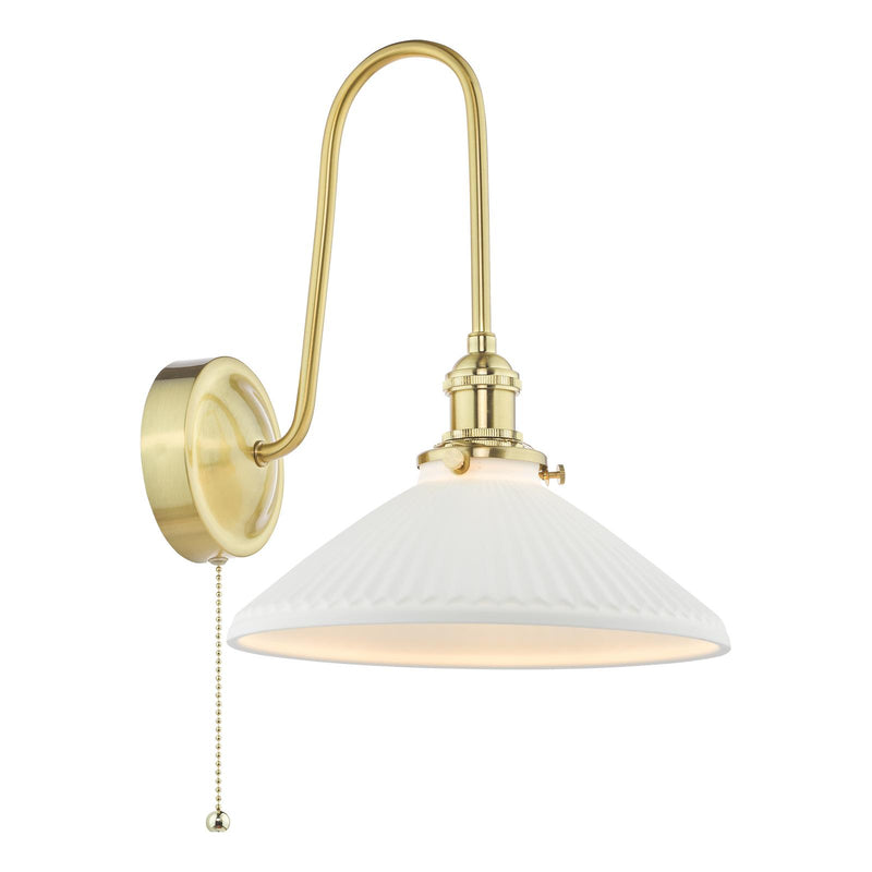 Dar Lighting Hadano Wall Light Natural Brass and White • HAD7140-10