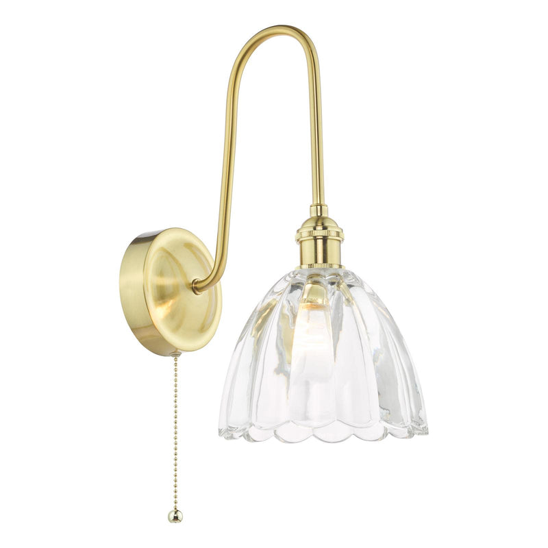 Dar Lighting Hadano Wall Light Natural Brass and Glass • HAD7140-11