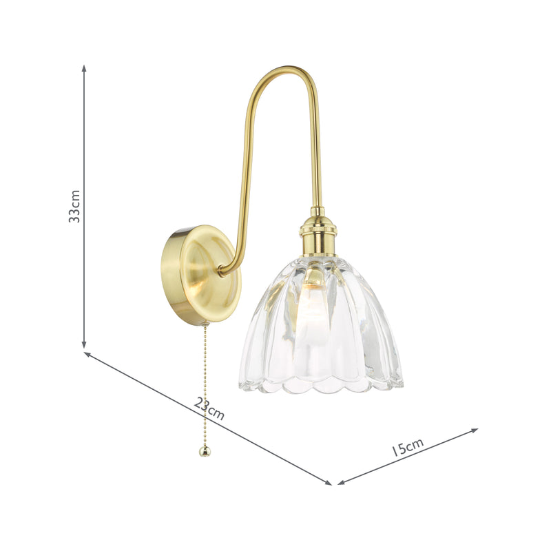 Dar Lighting Hadano Wall Light Natural Brass and Glass • HAD7140-11