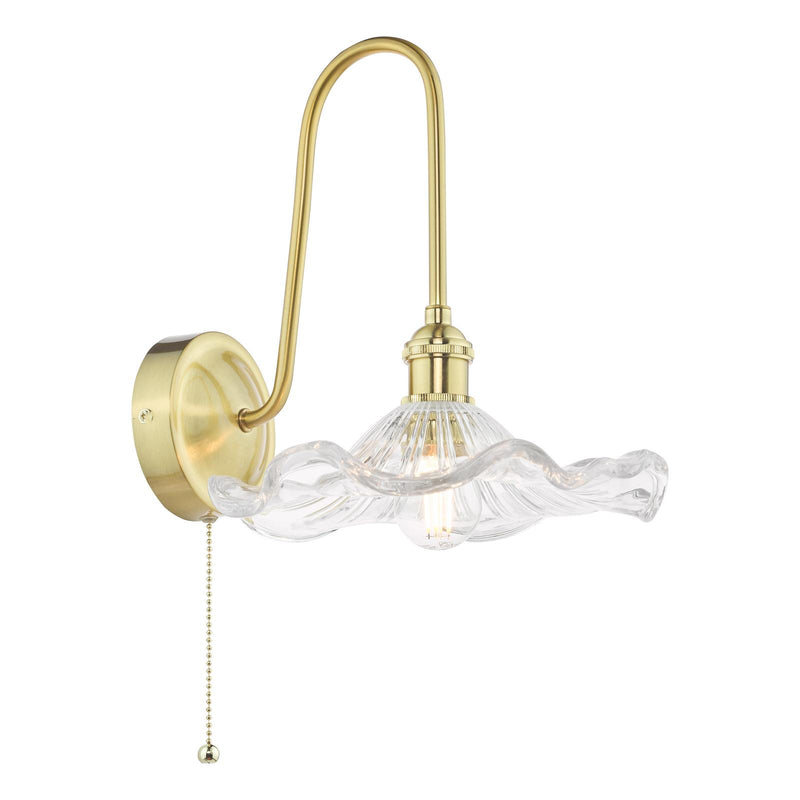 Dar Lighting Hadano Wall Light Natural Brass and Glass • HAD7140-12