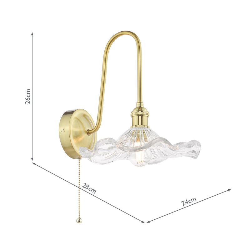 Dar Lighting Hadano Wall Light Natural Brass and Glass • HAD7140-12