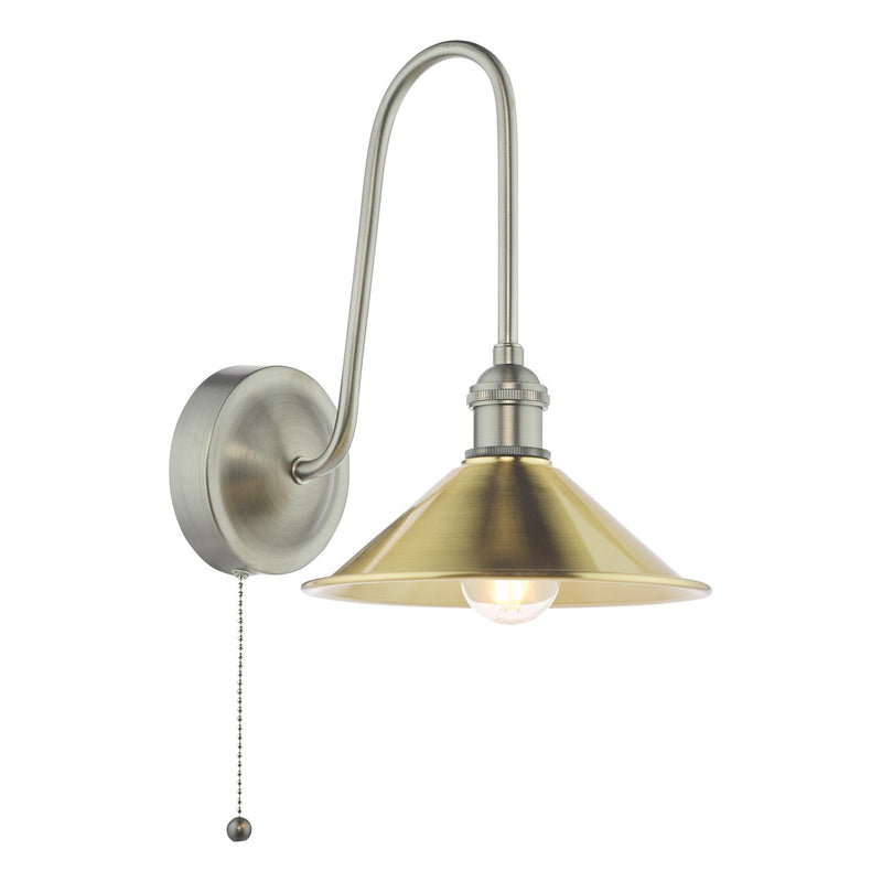 Dar Lighting Hadano Wall Light Antique Chrome and Aged Brass • HAD7161-01