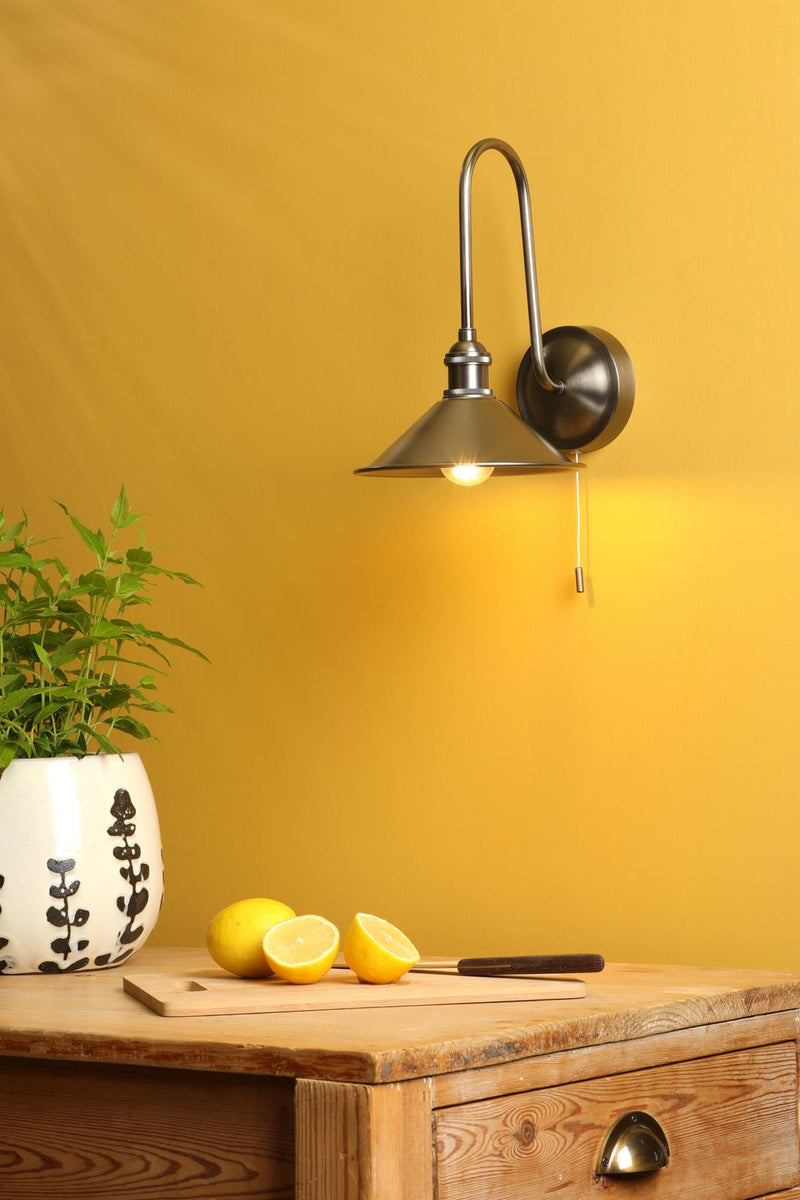 Dar Lighting Hadano Wall Light Antique Chrome and Aged Brass • HAD7161-01