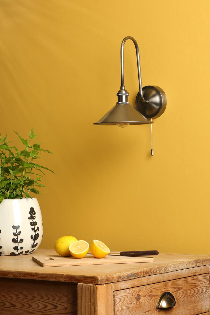 Dar Lighting Hadano Wall Light Antique Chrome and Aged Brass • HAD7161-01