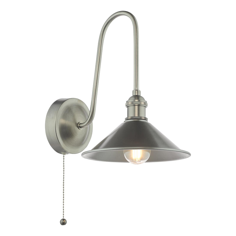 Dar Lighting Hadano Wall Light Antique Chrome and Antique Pewter • HAD7161-02