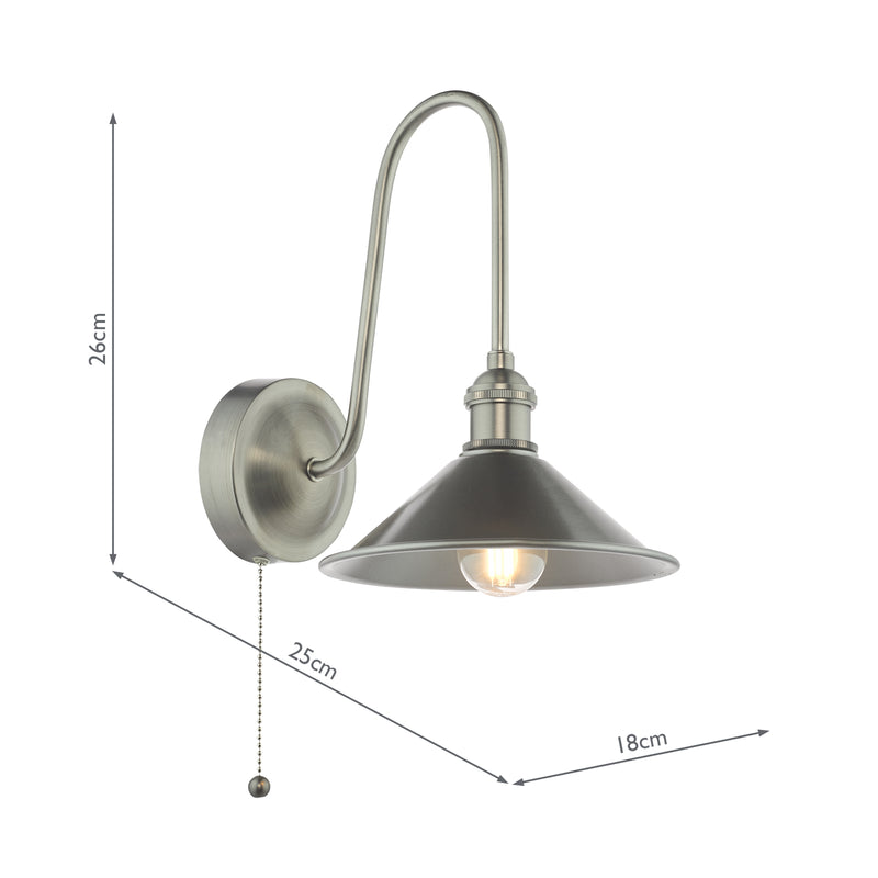 Dar Lighting Hadano Wall Light Antique Chrome and Antique Pewter • HAD7161-02