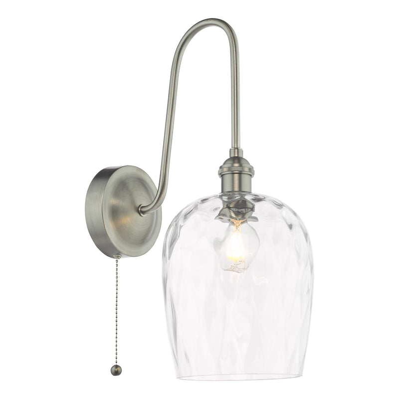 Dar Lighting Hadano Wall Light Antique Chrome and Glass • HAD7161-03