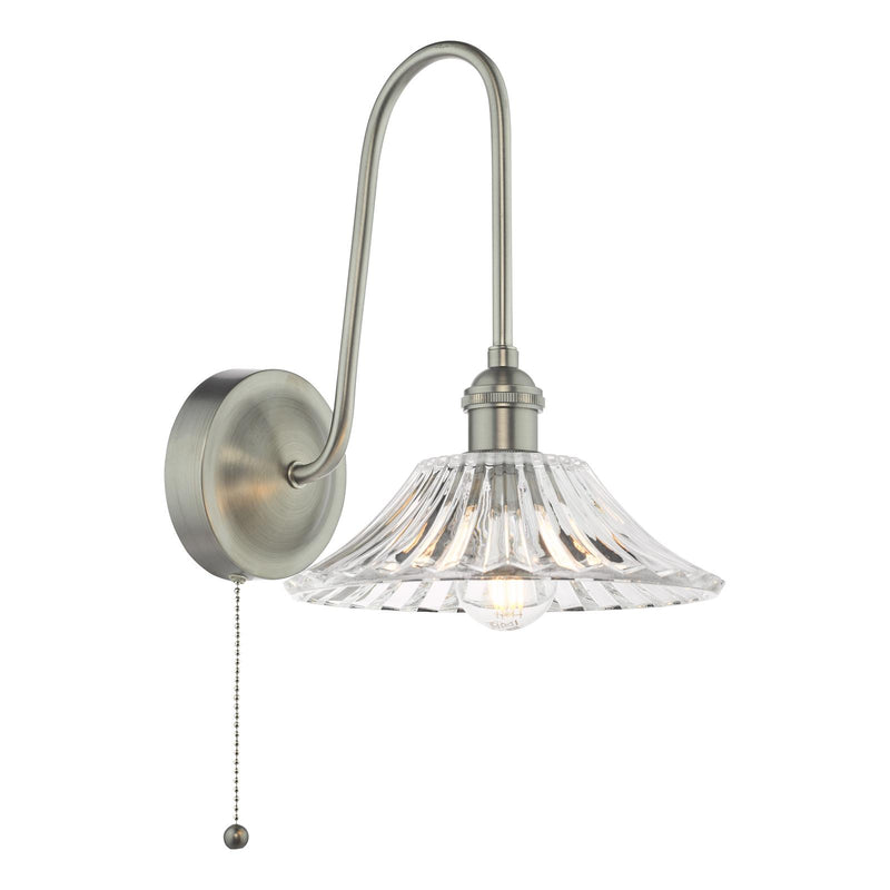 Dar Lighting Hadano Wall Light Antique Chrome and Glass • HAD7161-04