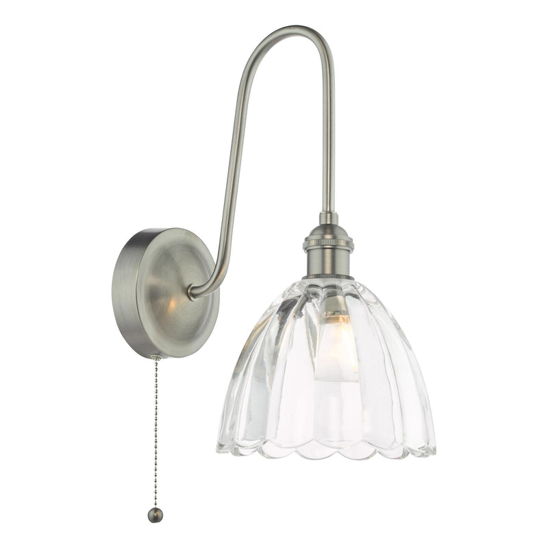 Dar Lighting Hadano Wall Light Antique Chrome and Glass • HAD7161-11