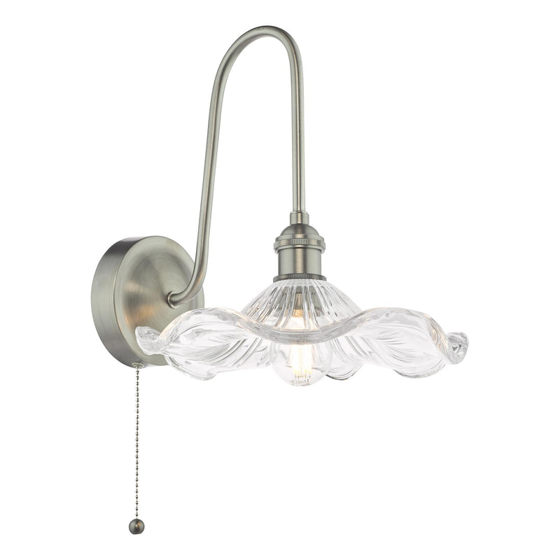 Dar Lighting Hadano Wall Light Antique Chrome and Glass • HAD7161-12