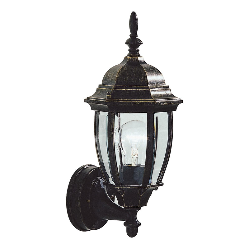 Dar Lighting Hambro Outdoor Wall Light Black/Gold Glass IP43 • HAM162235