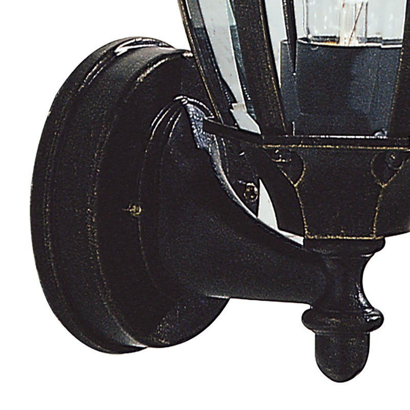 Dar Lighting Hambro Outdoor Wall Light Black/Gold Glass IP43 • HAM162235