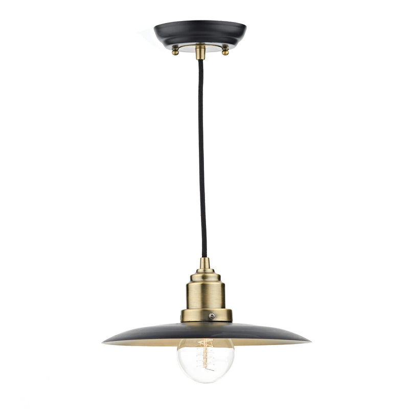 Dar Lighting Hannover 1 Light Pendant Black Antique Brass • HAN0154