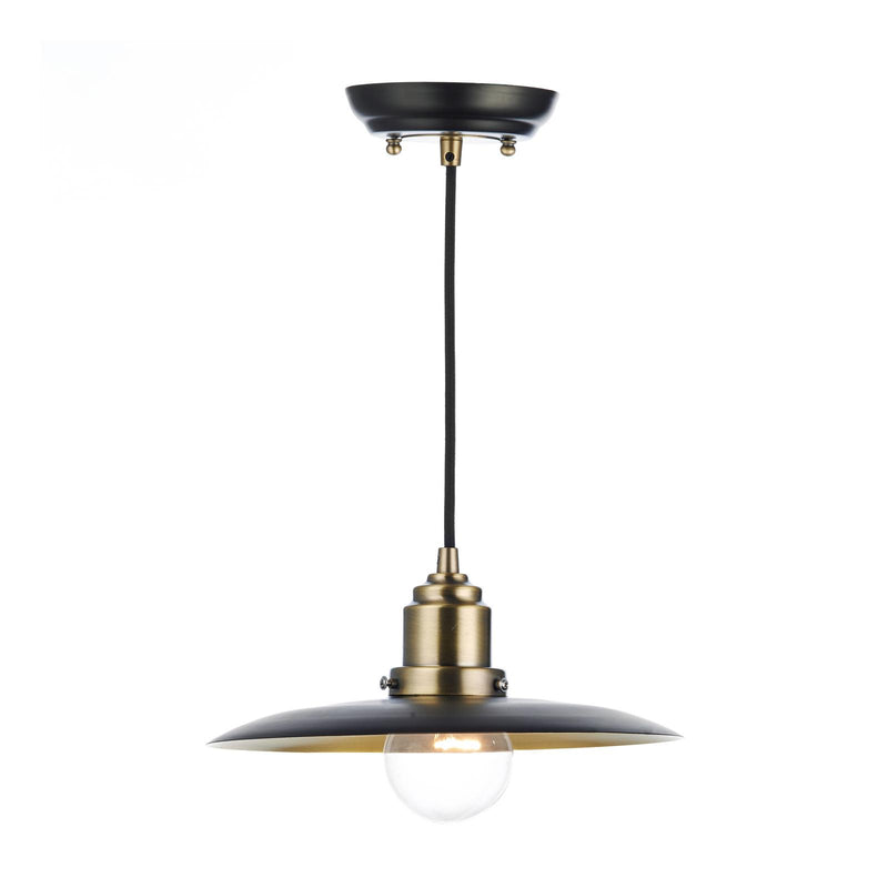 Dar Lighting Hannover 1 Light Pendant Black Antique Brass • HAN0154