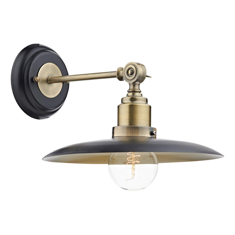 Dar Lighting Hannover 1 Light Wall Bracket Black Antique Brass • HAN0754
