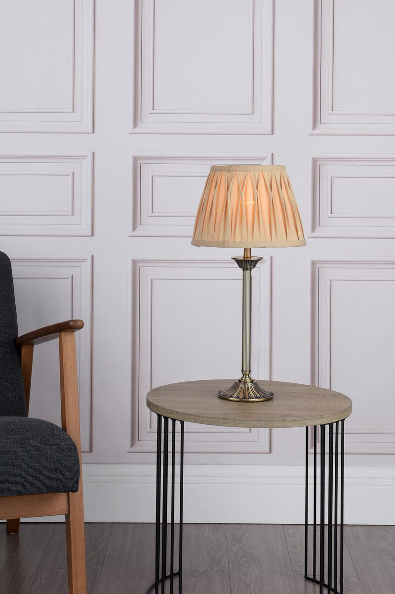 Dar Lighting Hatton Table Lamp Antique Brass With Shade • HAT4275