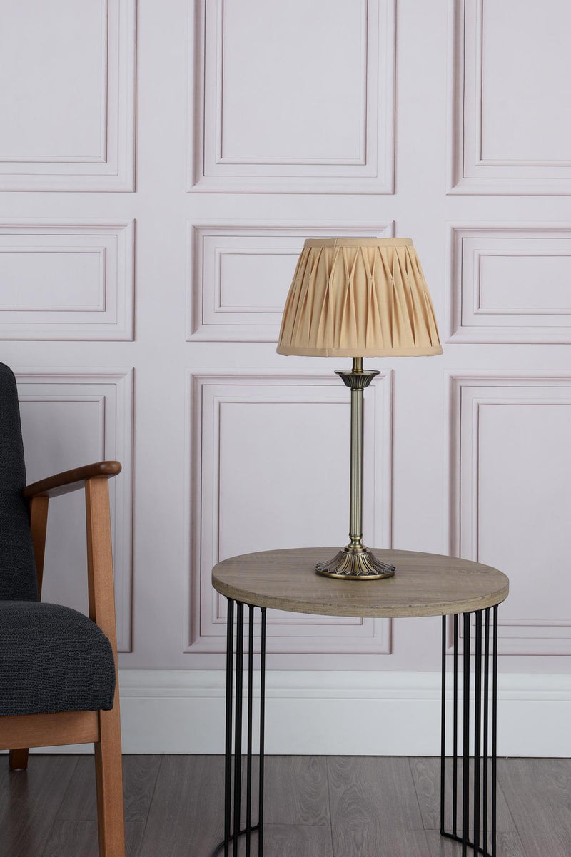 Dar Lighting Hatton Table Lamp Antique Brass With Shade • HAT4275