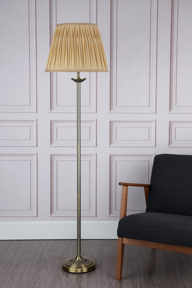 Dar Lighting Hatton Floor Lamp Antique Brass With Shade • HAT4975