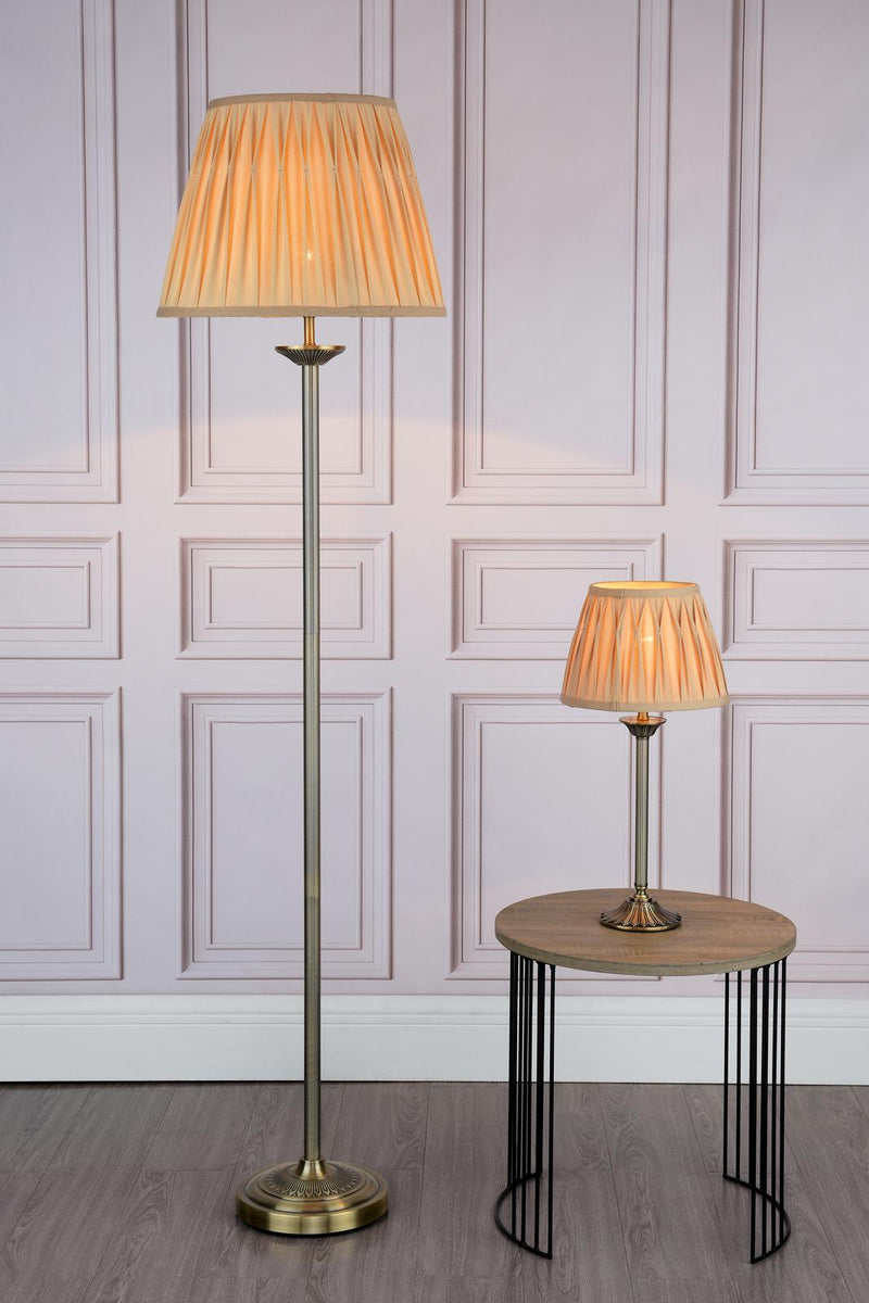 Dar Lighting Hatton Floor Lamp Antique Brass With Shade • HAT4975