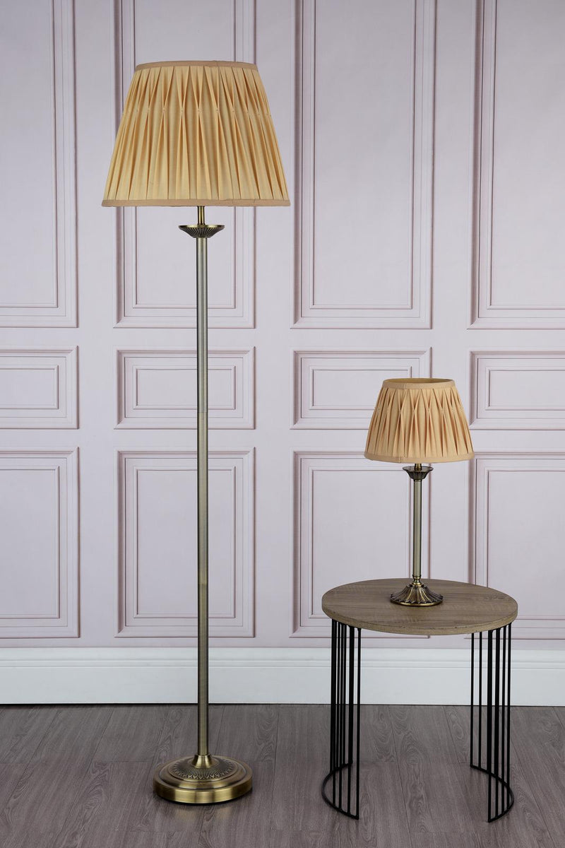 Dar Lighting Hatton Floor Lamp Antique Brass With Shade • HAT4975