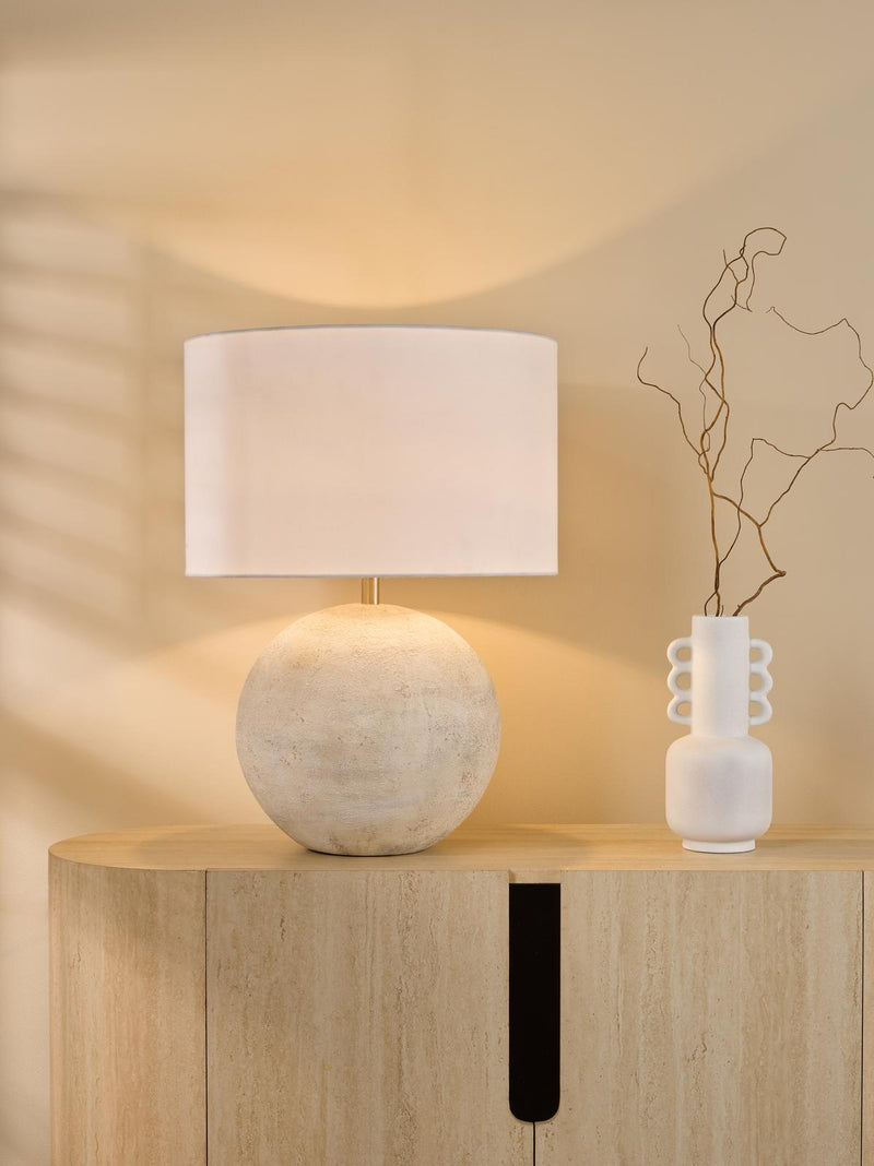 Dar Lighting Havana Ceramic Table Lamp Natural Finish With Shade • HAV4229
