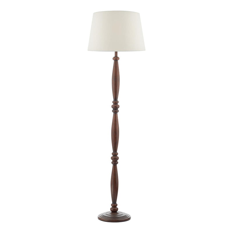 Dar Lighting Hayward Floor Lamp Wood Effect With Shade • HAY4947-CEZ1829