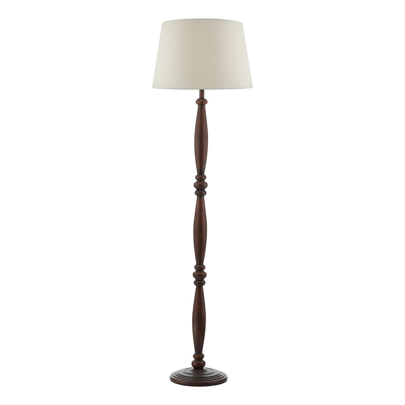 Dar Lighting Hayward Floor Lamp Wood Effect With Shade • HAY4947-CEZ1829