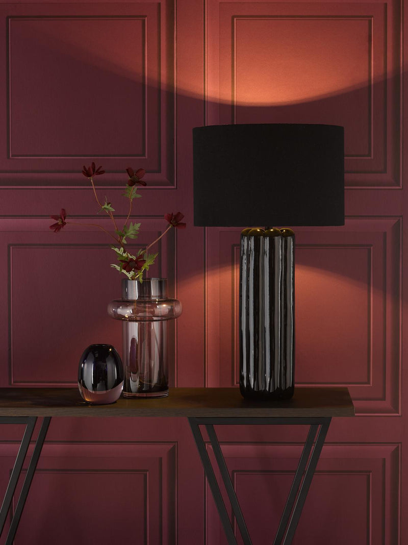 Dar Lighting Hebron Table Lamp Black With Shade • HEB4222
