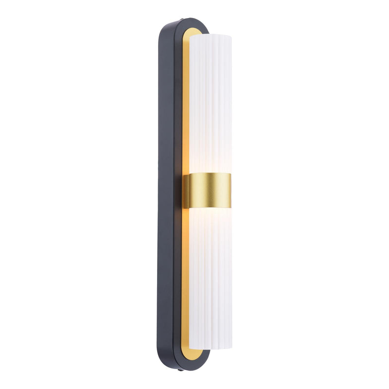 Dar Lighting Hessel 2 Light Wall Light Matt Black and Satin Gold LED • HES0954